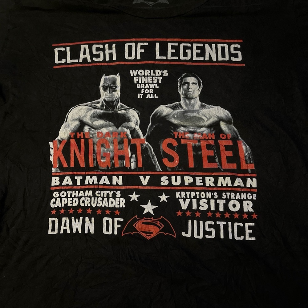 Mens L DC Comics Batman Vs Superman Clash Of Legends Black T-Shirt XL